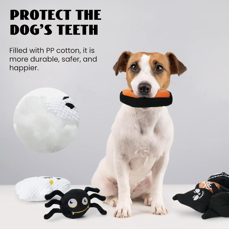 Nocciola 6 PCS Halloween Dog Squeaky Toys for Aggressive Chewers,Christmas Gift,Stuffing Body Dog Toy Set for Small to Large Dogs