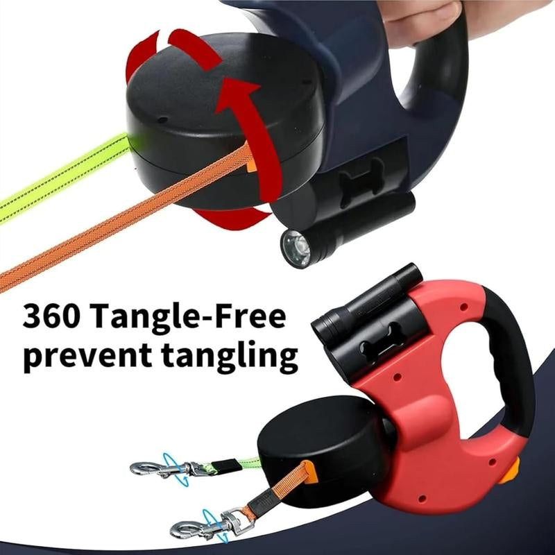 Tangle-Free Dual Dog Leash with 360° Swivel Head – for 2 Small to Medium Dogs (30 Lbs), 10Ft Retractable Leash, Lightweight Anti-Wear Handle, Dogaccessories,Puppy Essentials