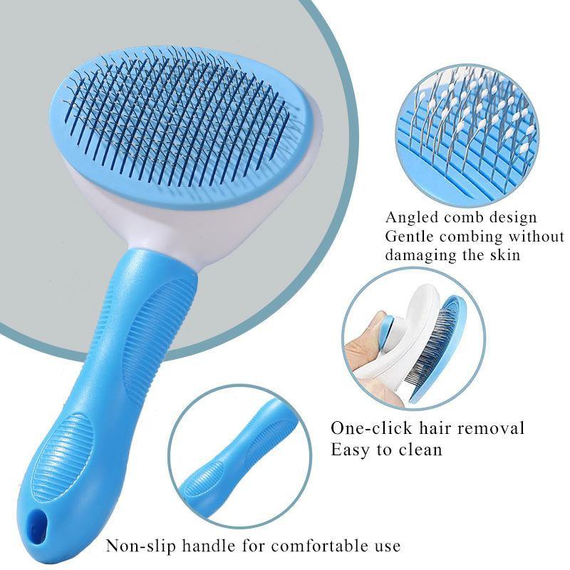 Cat and Dog Brush Set Grooming Comb - Cat and Dog Brush, Depilatory Shorthair Dog, Cat and Dog Grooming Set, Depilatory Comb and Nail Clipper Set Blue