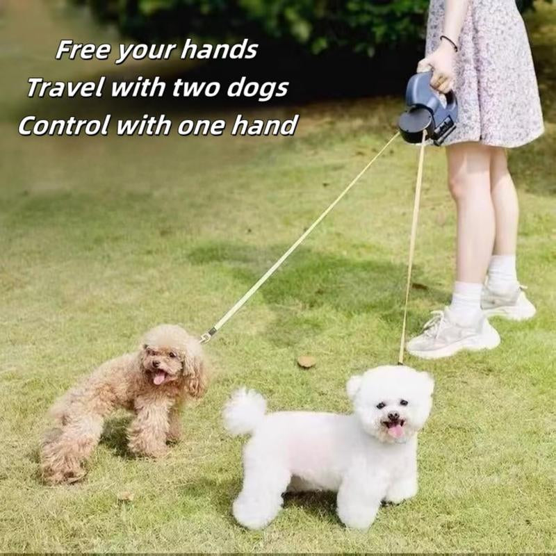 Tangle-Free Dual Dog Leash with 360° Swivel Head – for 2 Small to Medium Dogs (30 Lbs), 10Ft Retractable Leash, Lightweight Anti-Wear Handle, Dogaccessories,Puppy Essentials