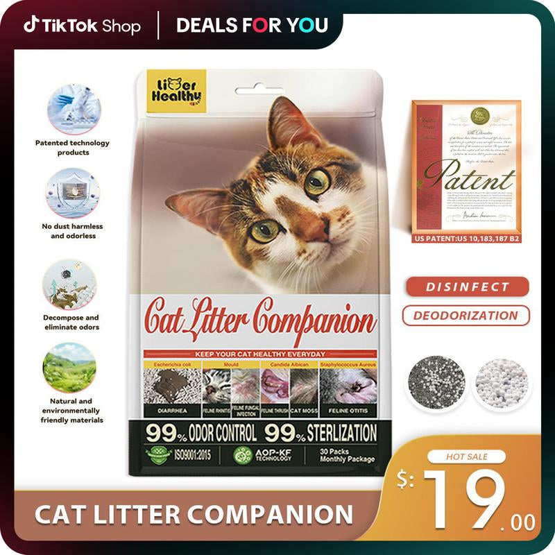 Dealsforyoudays Cat Companion Odor Eliminator - Healthy Cat with Effective Odor Control, Non-Irritating, Safe & Fresh Air, Innovative Technology Cat Enzyme Cleaner Litter Pellets Pine Pellets Litter Premium Crystal Cat Litter Pet Odor Eliminator