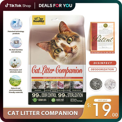 Dealsforyoudays Cat Companion Odor Eliminator - Healthy Cat with Effective Odor Control, Non-Irritating, Safe & Fresh Air, Innovative Technology Cat Enzyme Cleaner Litter Pellets Pine Pellets Litter Premium Crystal Cat Litter Pet Odor Eliminator