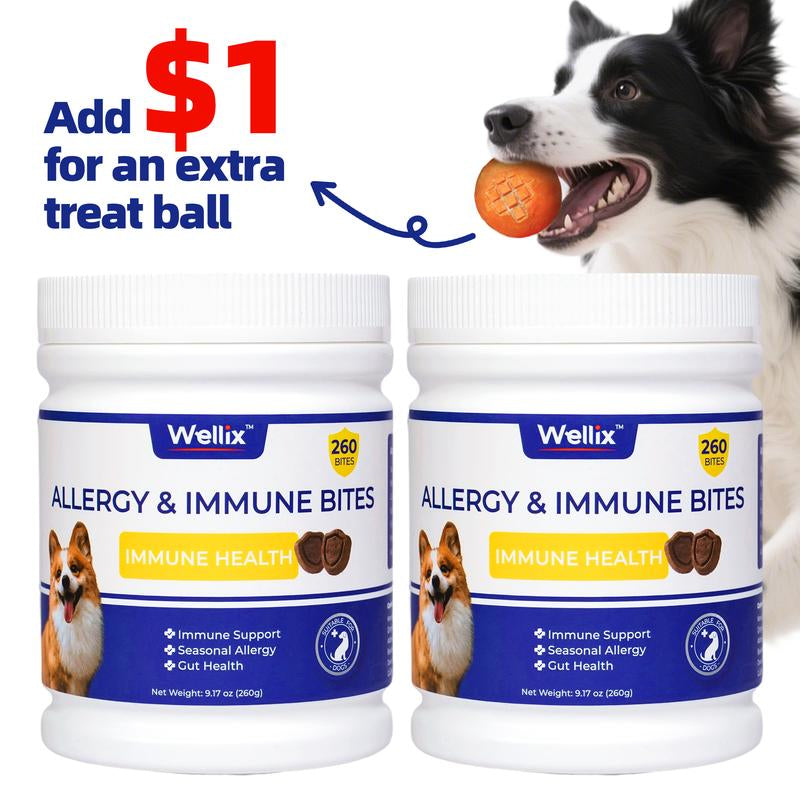 Wellix 260-Count Dog Allergy Relief Chews - Dog Allergy and Itching Skin Relief & Immune Support for Itchy Skin and Itchy Ears, 100% Natural Ingredients