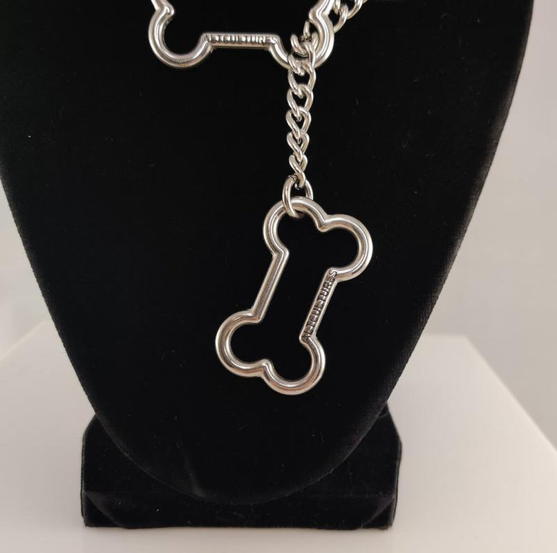 Doggy Bone Slip Chain- Necklace Stainless Steel Bone Charm Unisex Altcultures