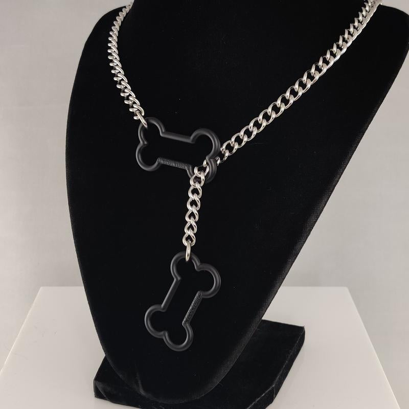 Doggy Bone Slip Chain- Necklace Stainless Steel Bone Charm Unisex Altcultures