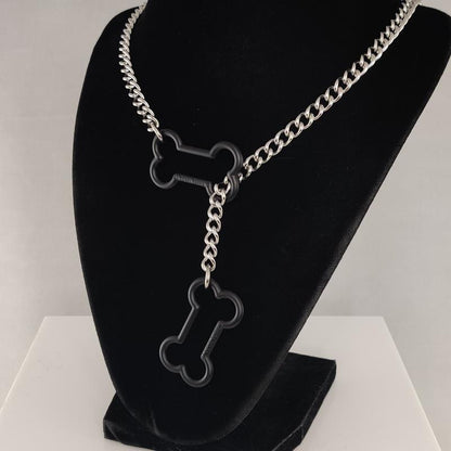Doggy Bone Slip Chain- Necklace Stainless Steel Bone Charm Unisex Altcultures
