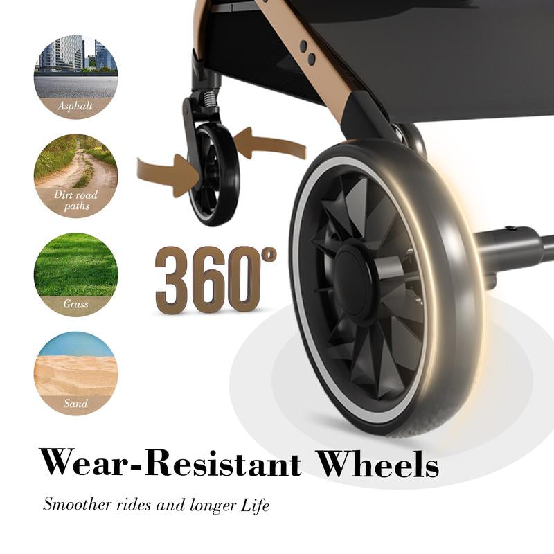 Pet Stroller for Dogs & Cats 4 Wheels Foldable Travel Carrier Waterproof Oxford Cloth with Storage Basket & Swivel Wheels for Comfortable Walks