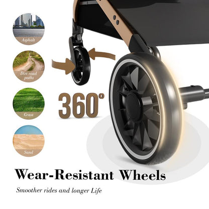 Pet Stroller for Dogs & Cats 4 Wheels Foldable Travel Carrier Waterproof Oxford Cloth with Storage Basket & Swivel Wheels for Comfortable Walks