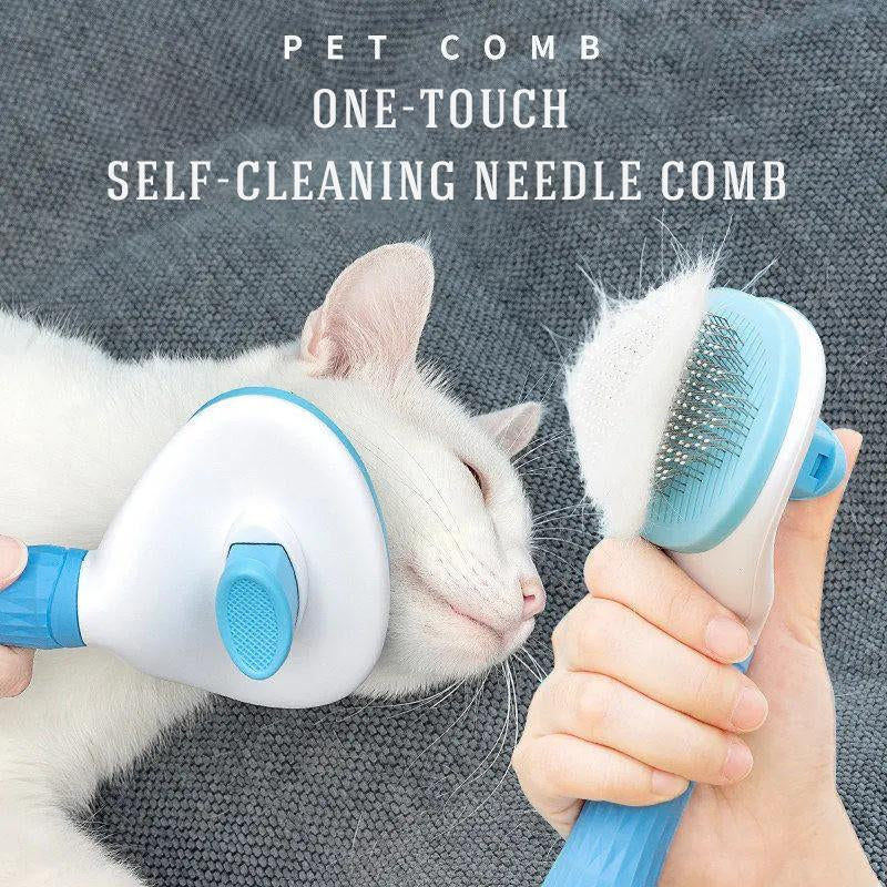 Cat and Dog Brush Set Grooming Comb - Cat and Dog Brush, Depilatory Shorthair Dog, Cat and Dog Grooming Set, Depilatory Comb and Nail Clipper Set Blue