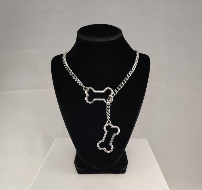 Doggy Bone Slip Chain- Necklace Stainless Steel Bone Charm Unisex Altcultures