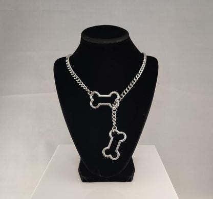 Doggy Bone Slip Chain- Necklace Stainless Steel Bone Charm Unisex Altcultures