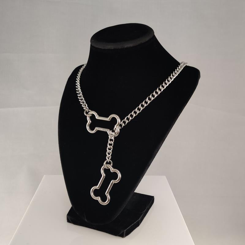 Doggy Bone Slip Chain- Necklace Stainless Steel Bone Charm Unisex Altcultures