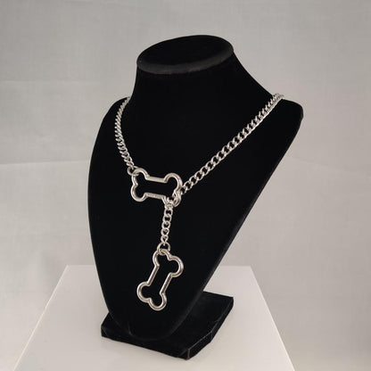 Doggy Bone Slip Chain- Necklace Stainless Steel Bone Charm Unisex Altcultures