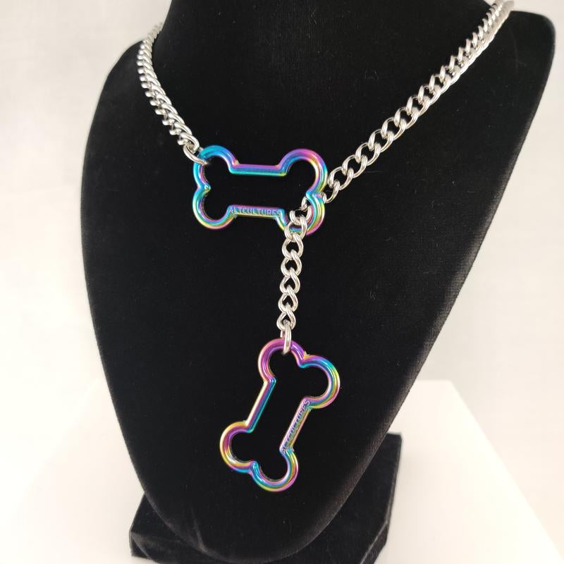 Doggy Bone Slip Chain- Necklace Stainless Steel Bone Charm Unisex Altcultures