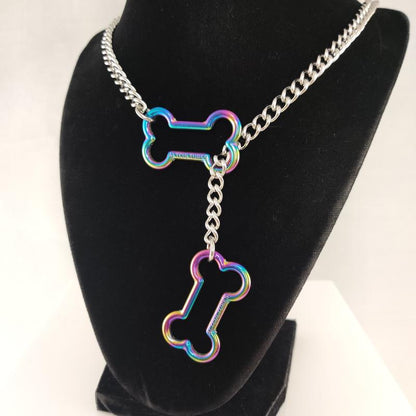 Doggy Bone Slip Chain- Necklace Stainless Steel Bone Charm Unisex Altcultures