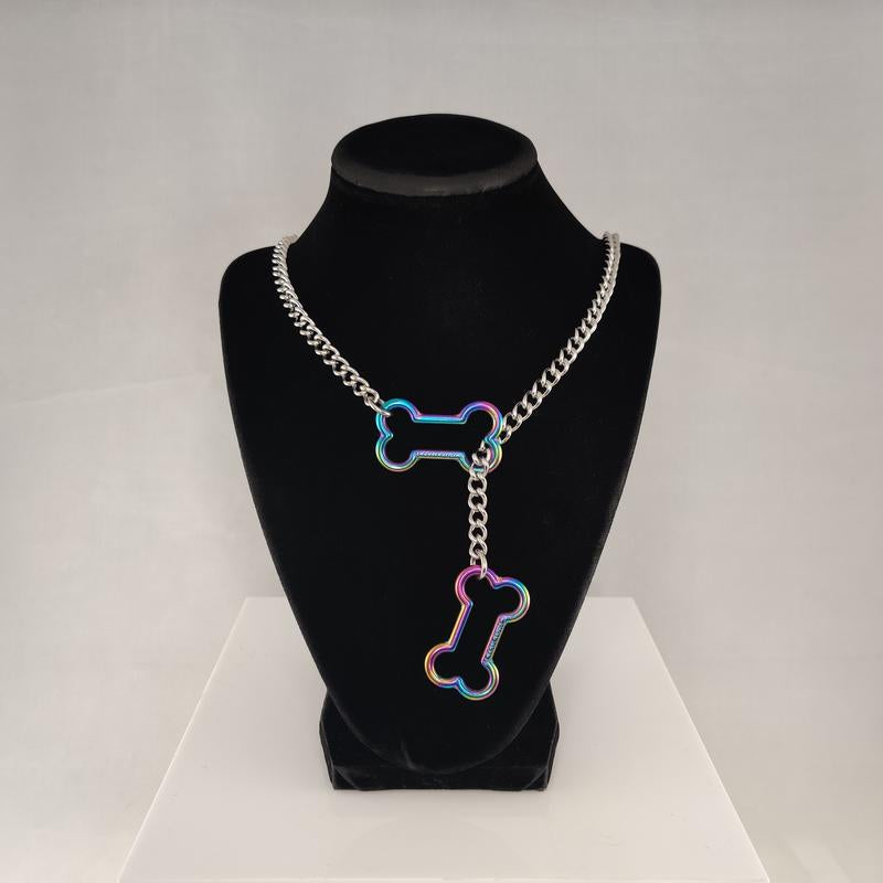 Doggy Bone Slip Chain- Necklace Stainless Steel Bone Charm Unisex Altcultures