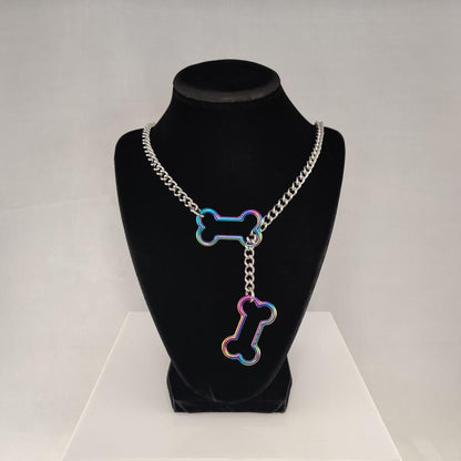 Doggy Bone Slip Chain- Necklace Stainless Steel Bone Charm Unisex Altcultures